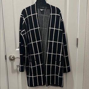 Nine West Grid Pattern Black Cardigan